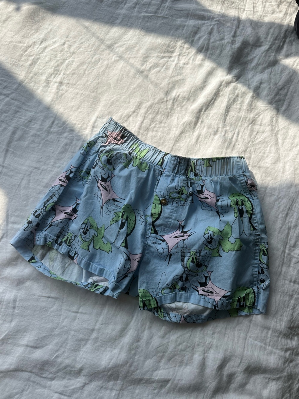 Brain Dead Light Blue Graphic Women’s Shorts